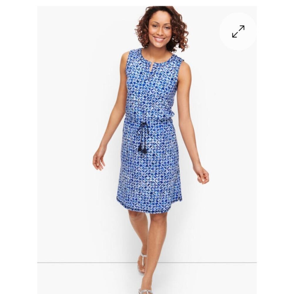 TALBOTS Watercolor Tile, casual pull over, sleeveless dress, size Medium